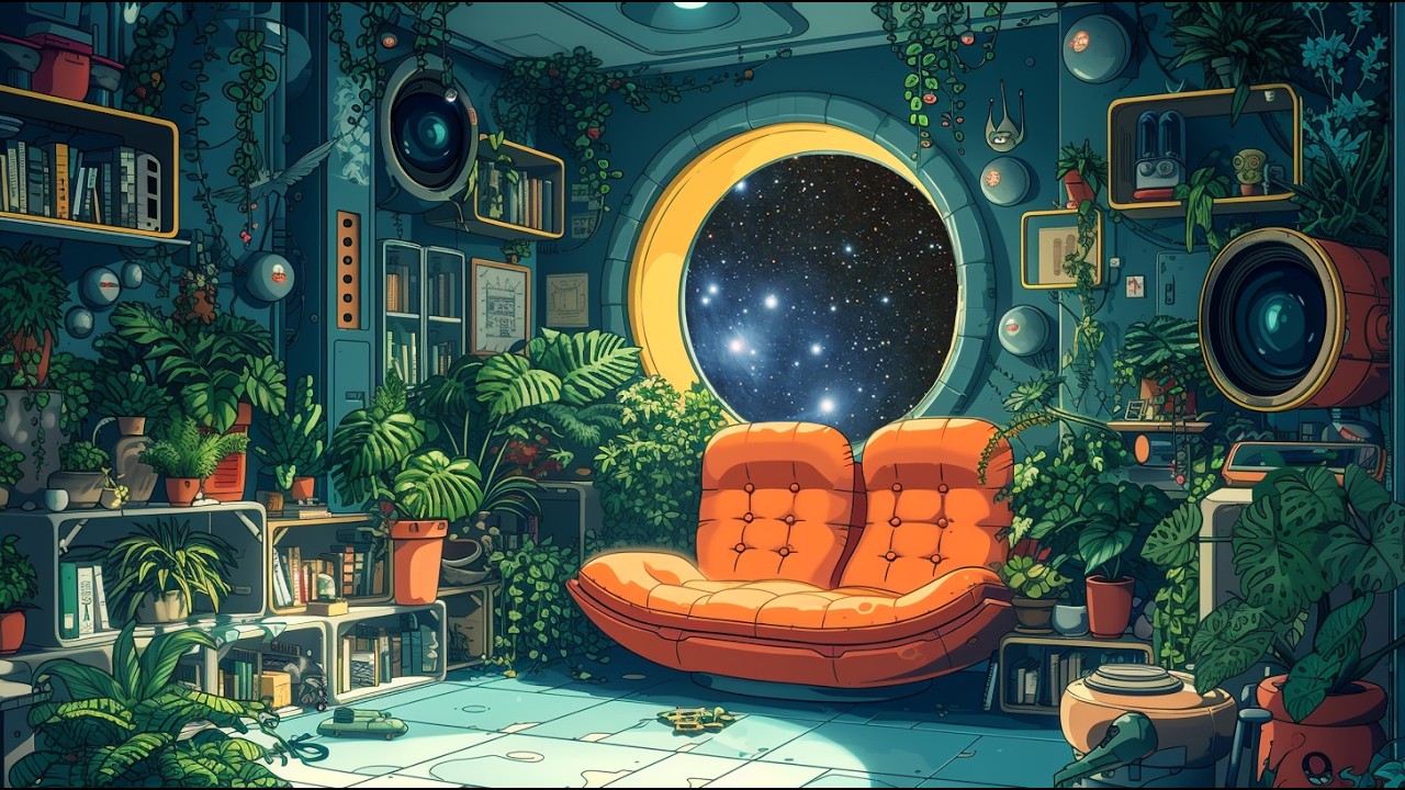 Space Station - Terrarium Lounge || 9 hours || Sci-Fi Space Ambience for Sleep, Study, Relaxation
