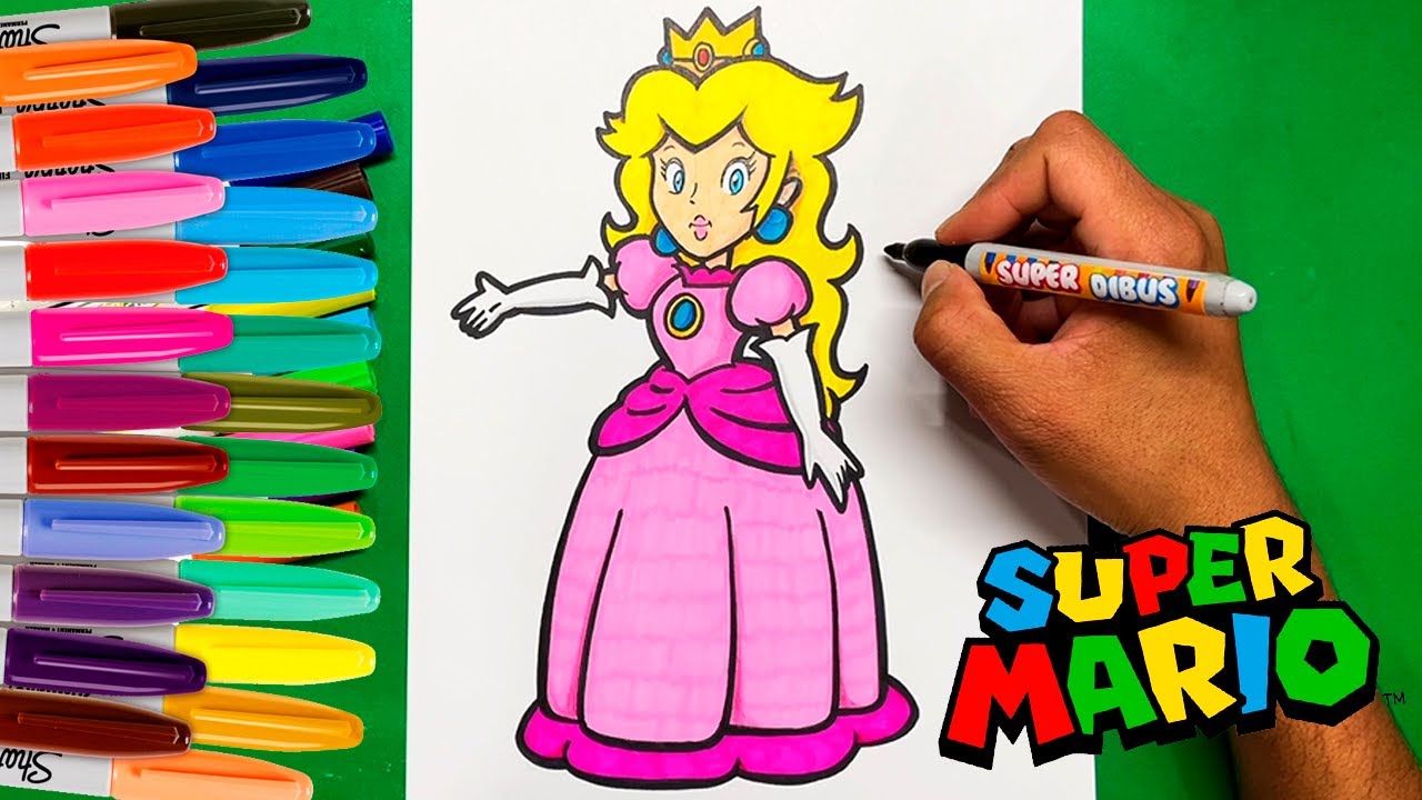 COMO DIBUJAR A LA PRINCESA PEACH DE SUPER MARIO BROS.