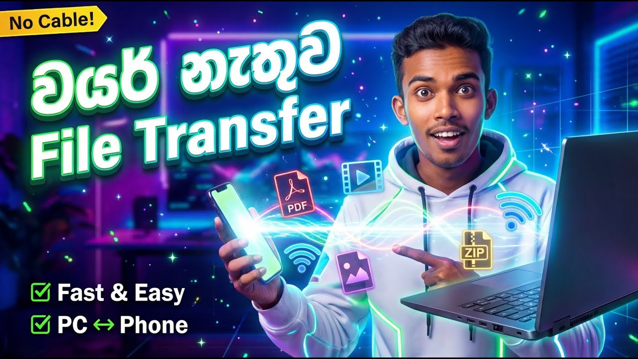 කේබල් නැතුව Phone එකේ Files PC එකට දාමු! | LocalSend App Sinhala Review