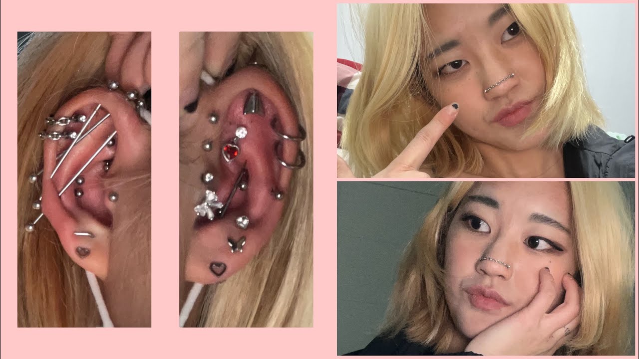 04년생의 피어싱 정보 공유 | 안 뚫어본 곳이 거의 없다는.. (더블 코 피어싱, 입술, 귀, 눈썹, 셉텀, 보조개, 스마일리, 혀, 배꼽 피어싱)