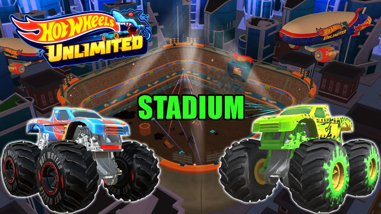 HOT WHEELS UNLIMITED 2 - GUNKSTER, RACE Ace, TIGER Shark In Stadium!