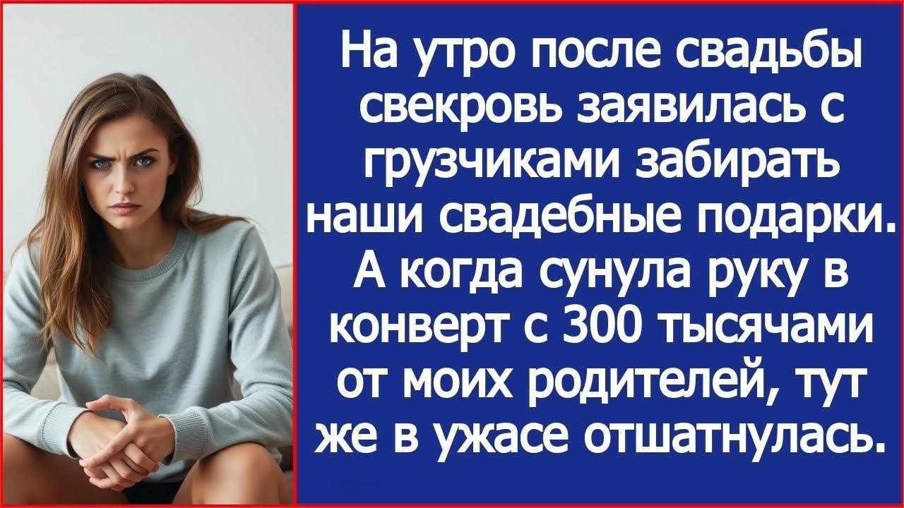 На утро после свадьбы свекровь заявилась с грузчиками забирать наши свадебные подарки.