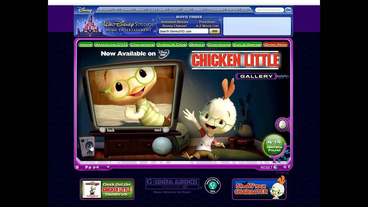 Chicken Little DVD website (item locations)