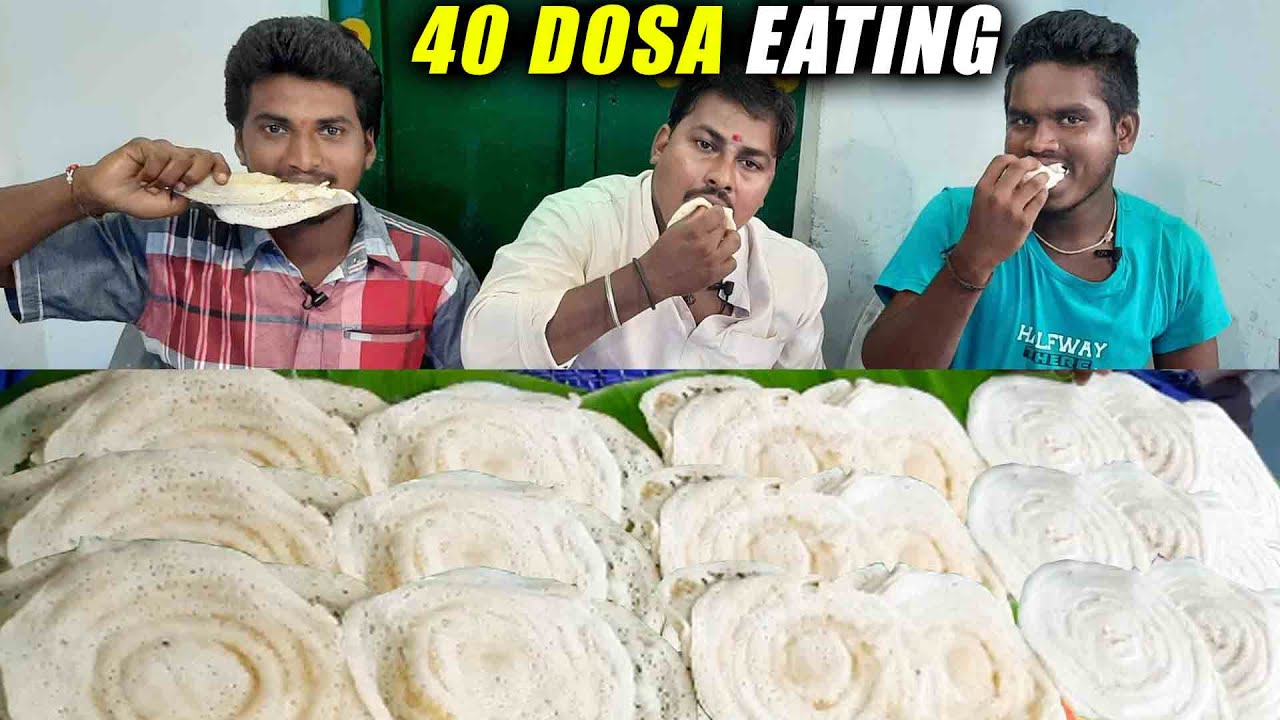 40 DOSA Eating Competition..Srikanth's Telugu Village Friends Funny Food Eating Challenge 2020..
