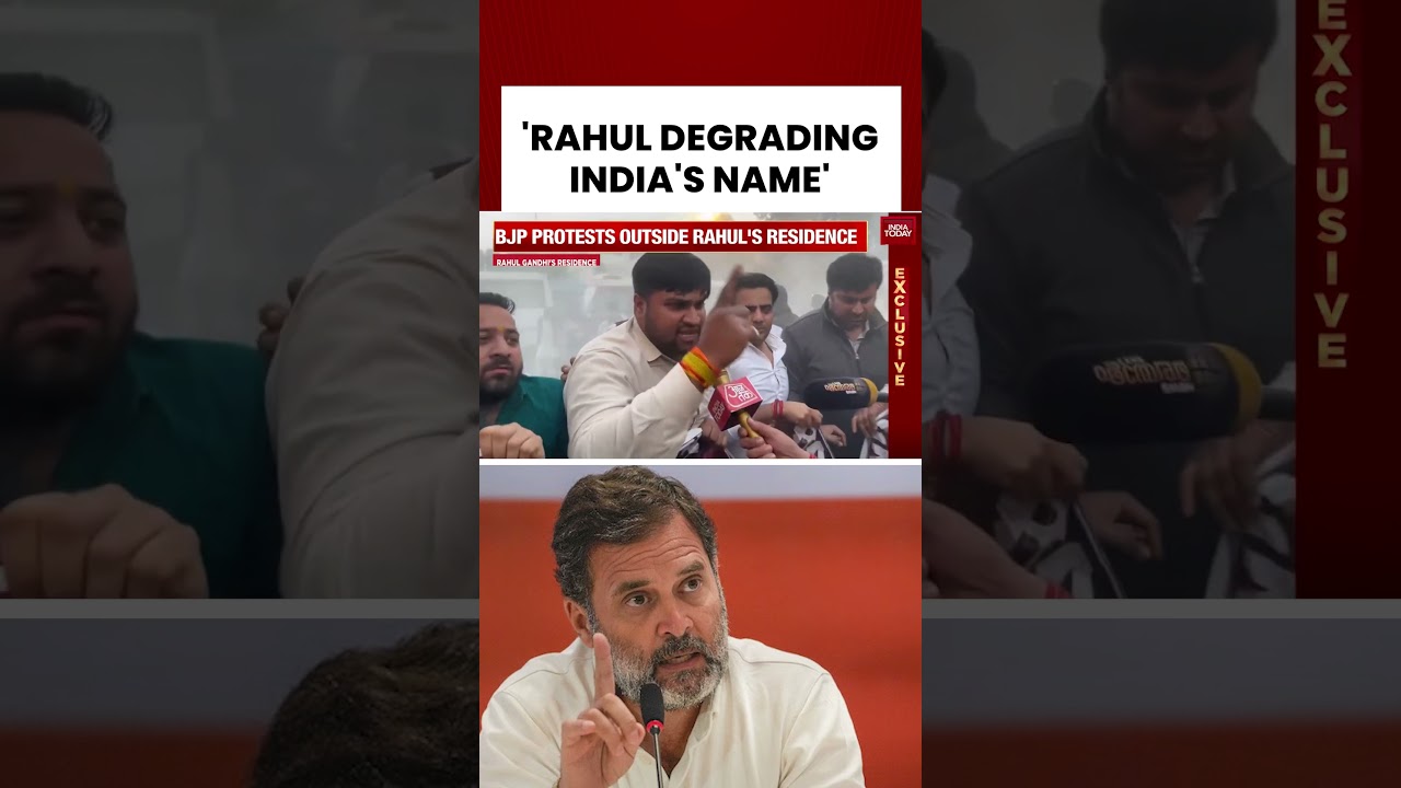 BJP Protests Outside Rahul Gandhi&rsquo;s Residence Over AI Summit Disruption #bjp #rahulgandhi