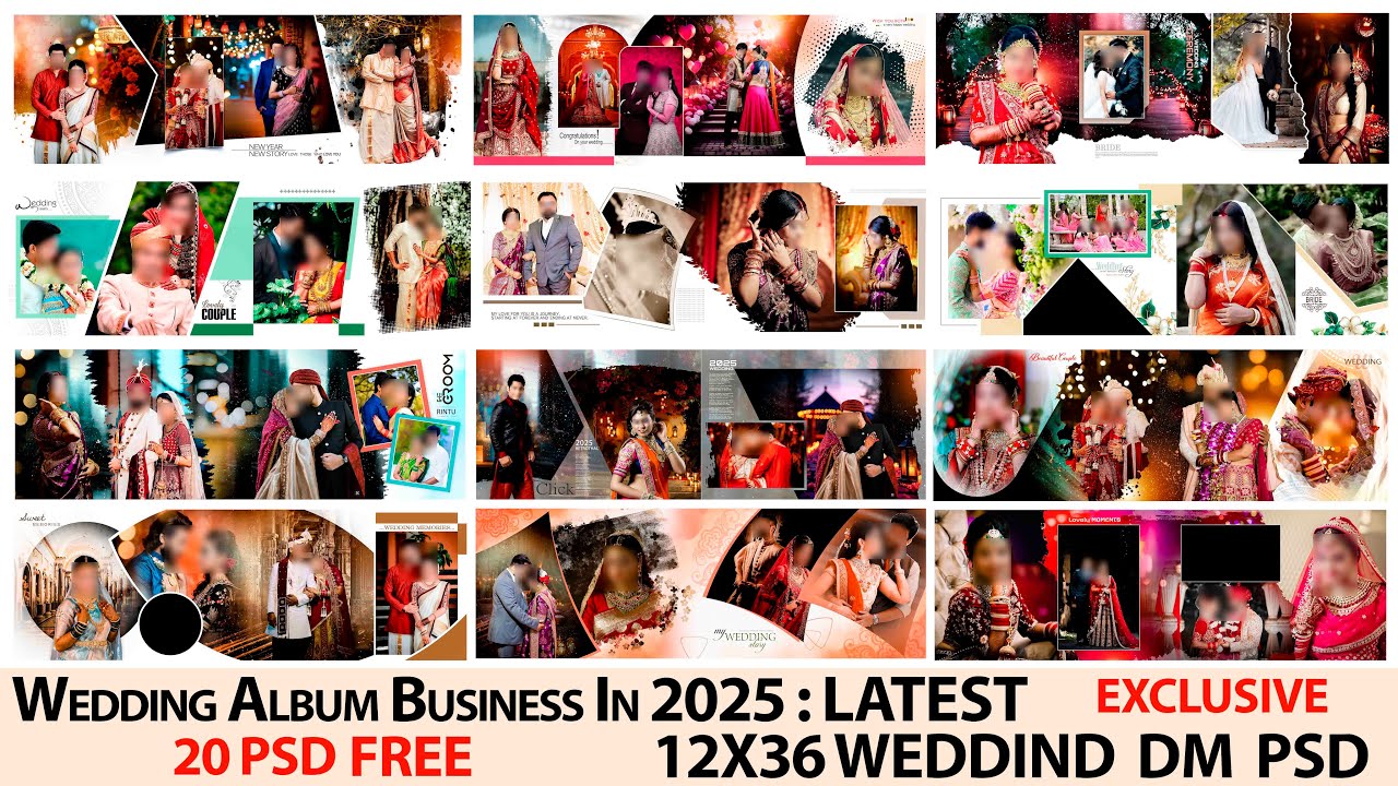 Wedding Album Business in 2025: latest 20 DM wedding album design PSD free download 12x36 2024