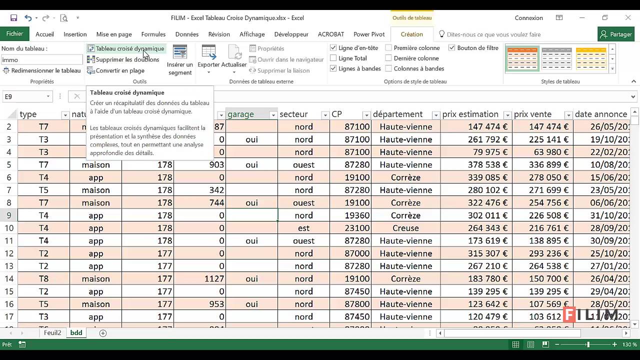 Excel - 3 Avancé - Cours Tableau Croisé Dynamique 5 Segment et chronologie