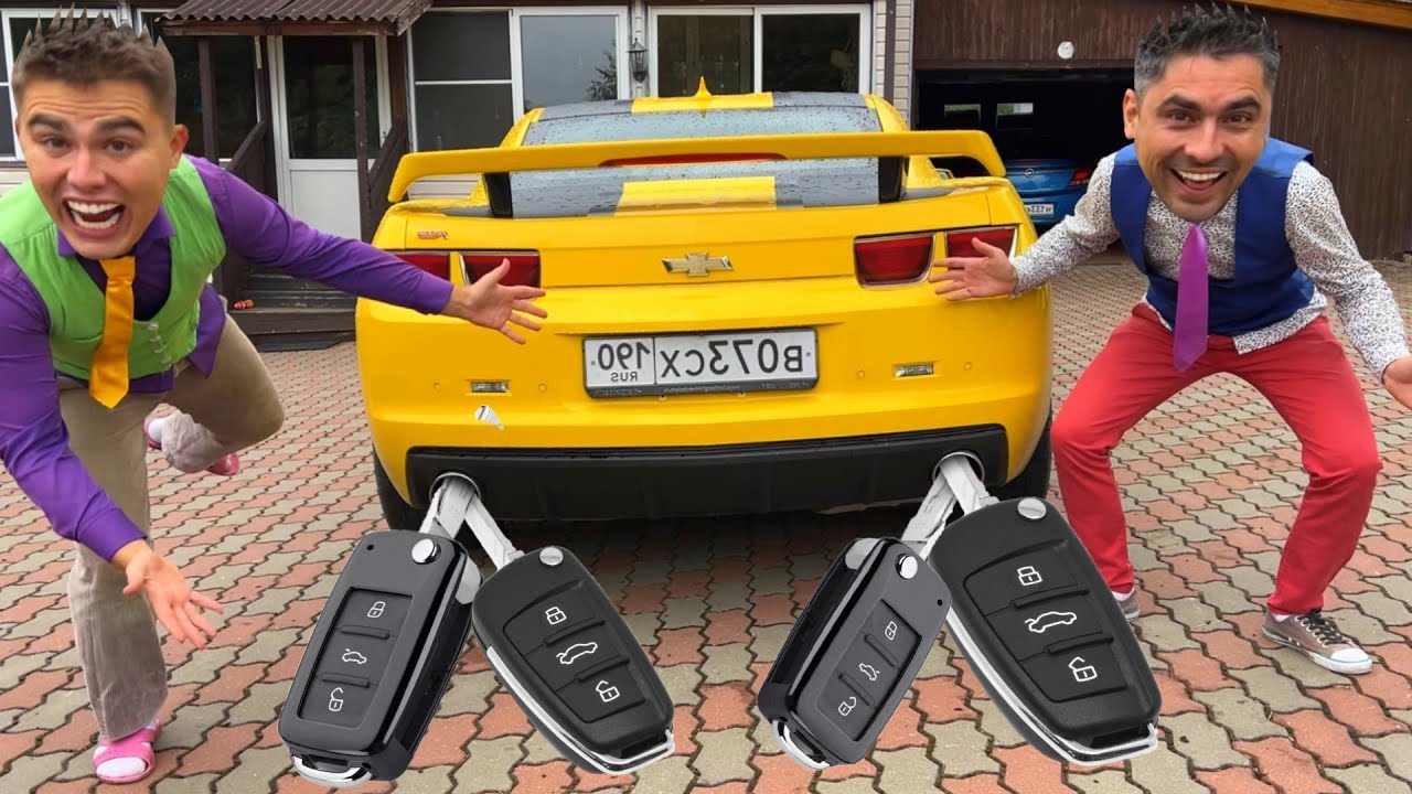 Mr. Joker Hid Car Keys in Exhaust Pipe VS Mr. Joe on Camaro Pretend Play