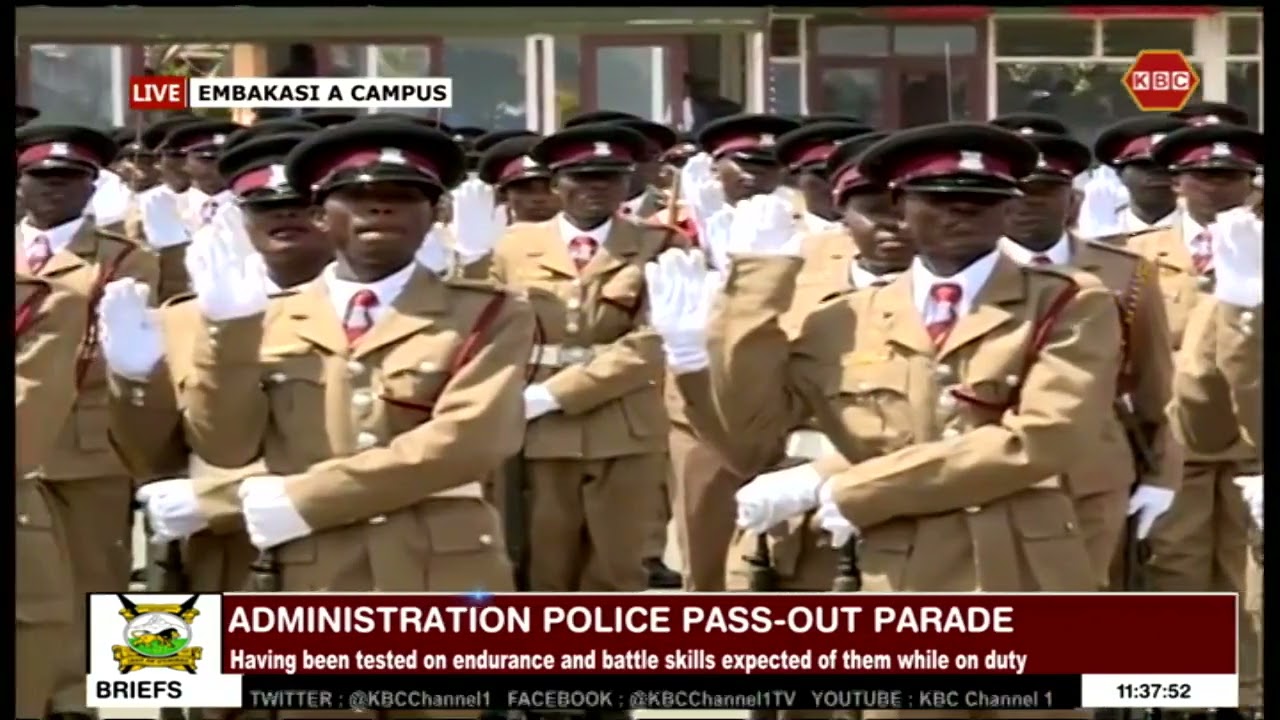 Administration Police recruits take their oath of honor during pass-out