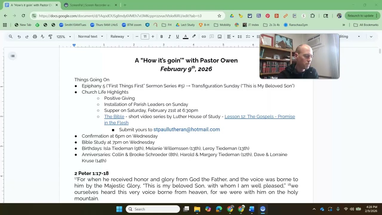 February 9, 2026 - How it's goin' with Pastor Owen