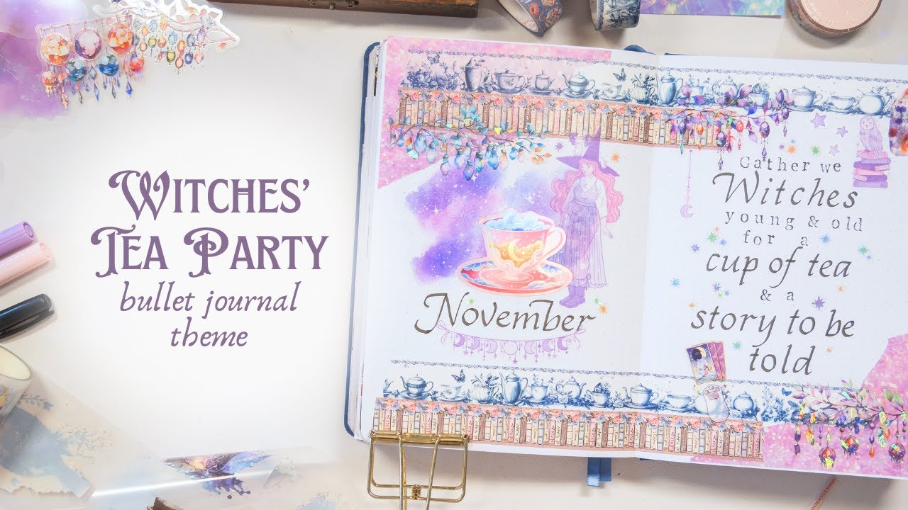 November Bullet Journal Setup 🫖 Pastel Witches' Tea Party Theme ✨ Mystery Journal