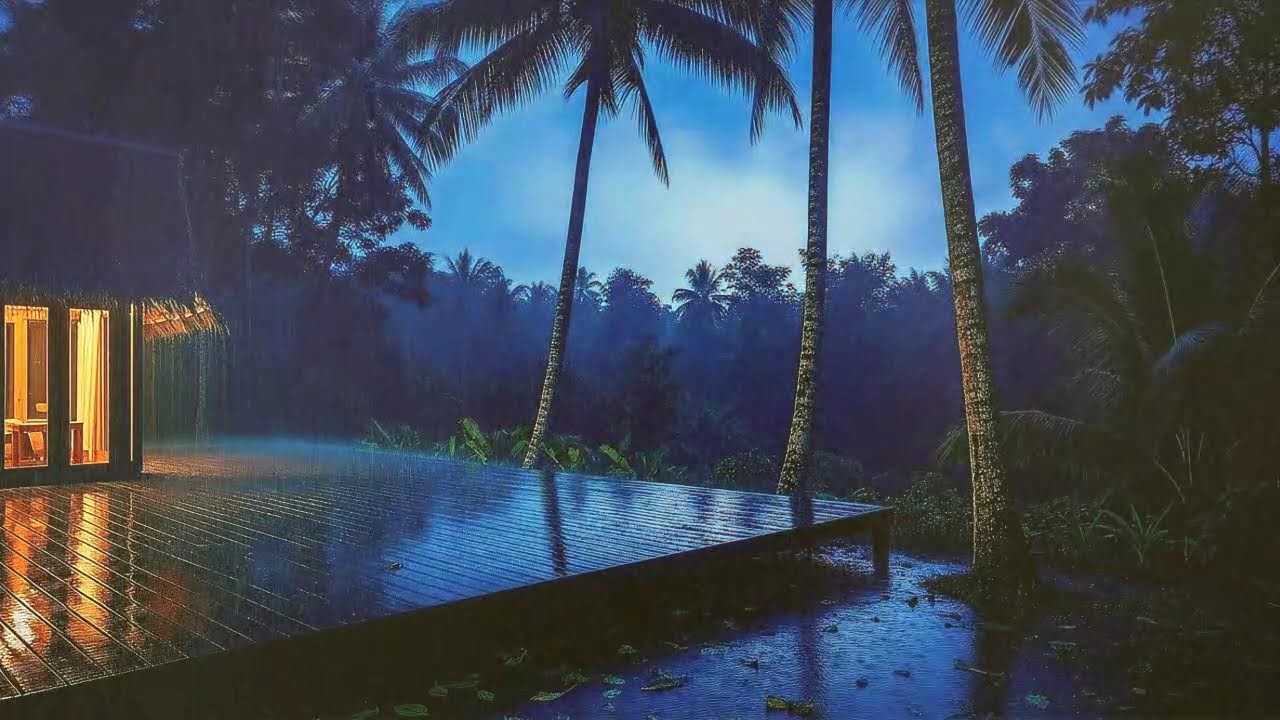 Sleep Faster with Warm Rainfall and Low Rumble at Forest Cabin Terrace 🌧️