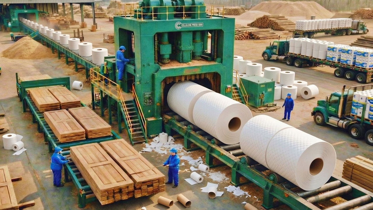 Dentro de la fábrica TIMBER De troncos de madera a papel higiénico (Proceso completo)