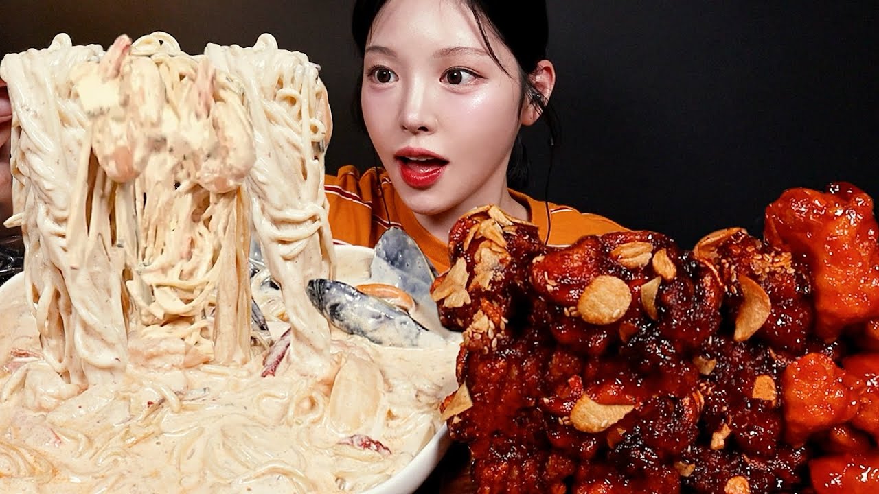 SUB)요즘 핫한 크림짬뽕 먹방! 꾸덕촉촉 깐풍기 칠리새우 사천탕수육까지 중식 꿀조합 Cream Jjamppong Mukbang Asmr