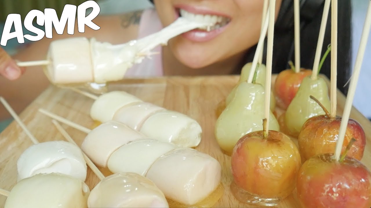 ASMR Marshmallow + Baby Apple + Wax Apple CANDIED TANGHULU (SATISFYING EATING SOUNDS) | SAS-ASMR