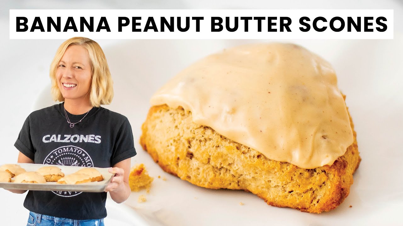 How to Make Banana Scones with Creamy Peanut Butter Glaze | Easy, Eggless & Perfect for Brunch!