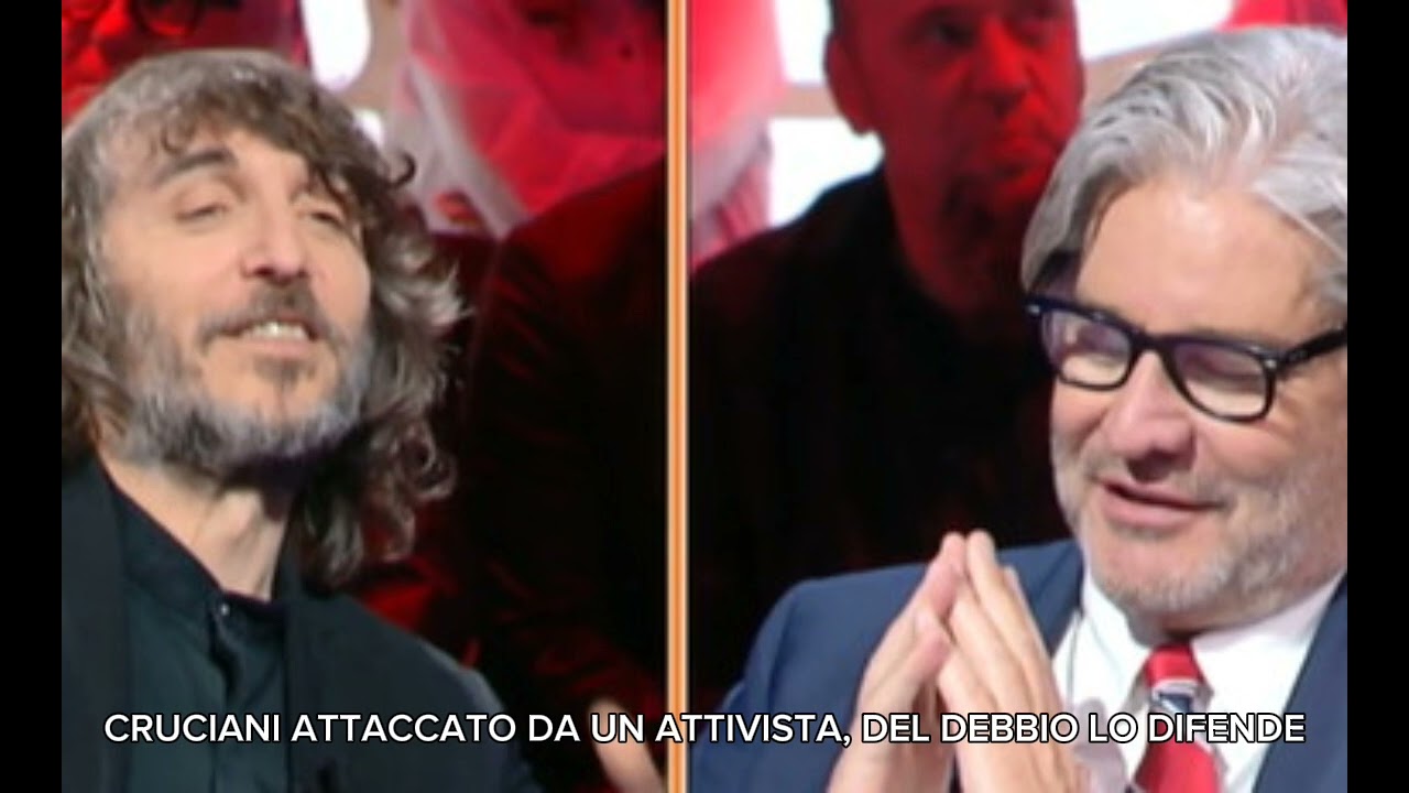 CRUCIANI ATTACCATO PESANTEMENTE DA UN ATTIVISTA, DEL DEBBIO LO DIFENDE