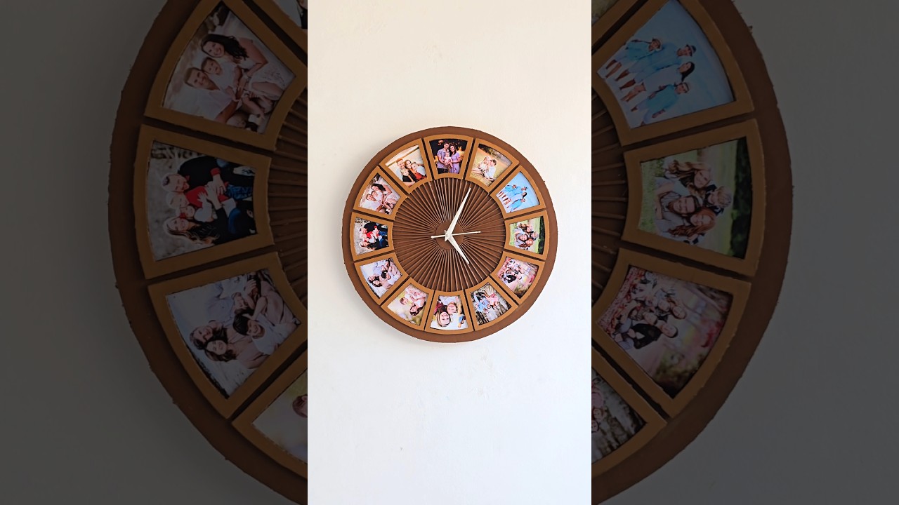 Wall Clock Craft Ideas With Cardboard || Beautiful Clock With Photo Frame || #shorts #watch