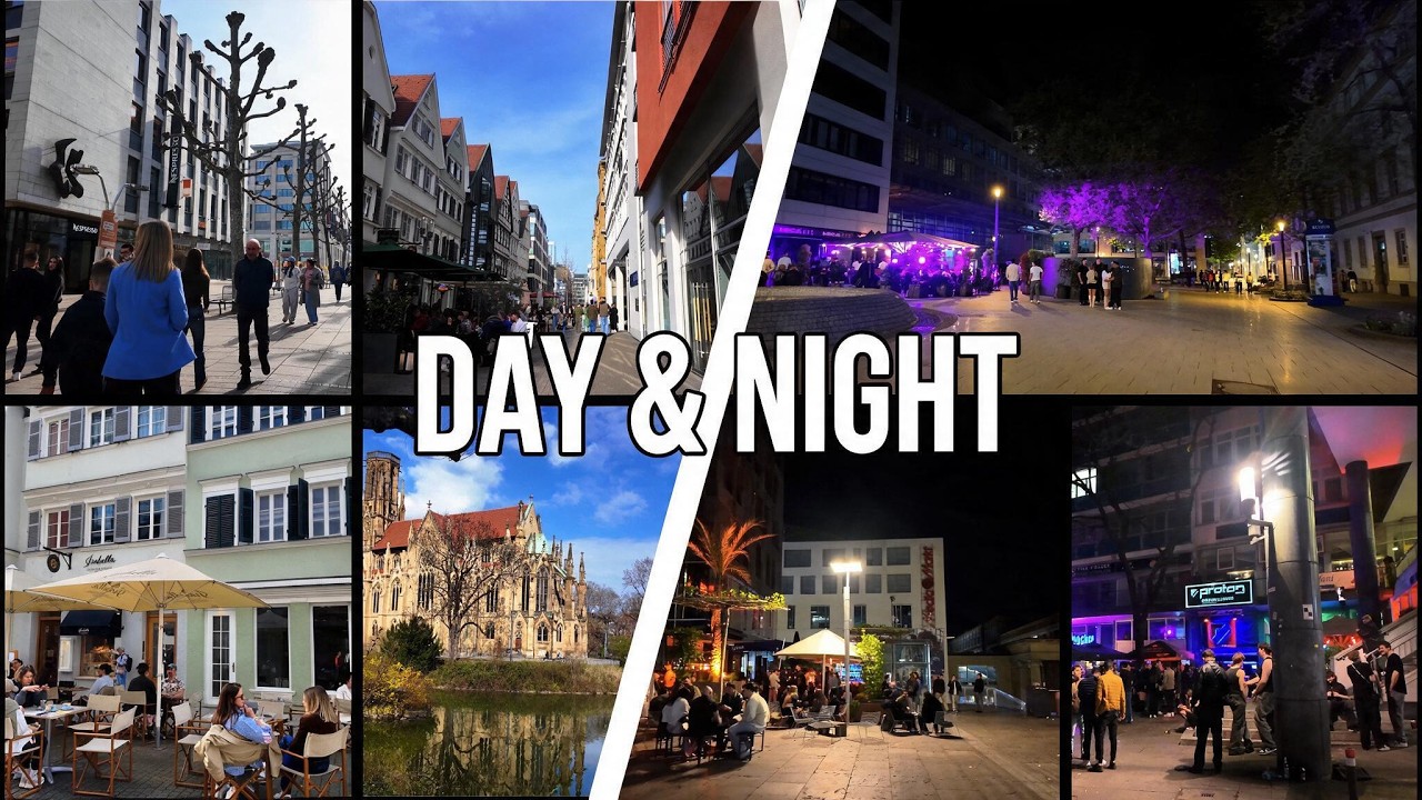 Stuttgart 4K City Walk: Day & Night Tour | K&ouml;nigstra&szlig;e & Feuersee (No Speech, Ambient Sound)