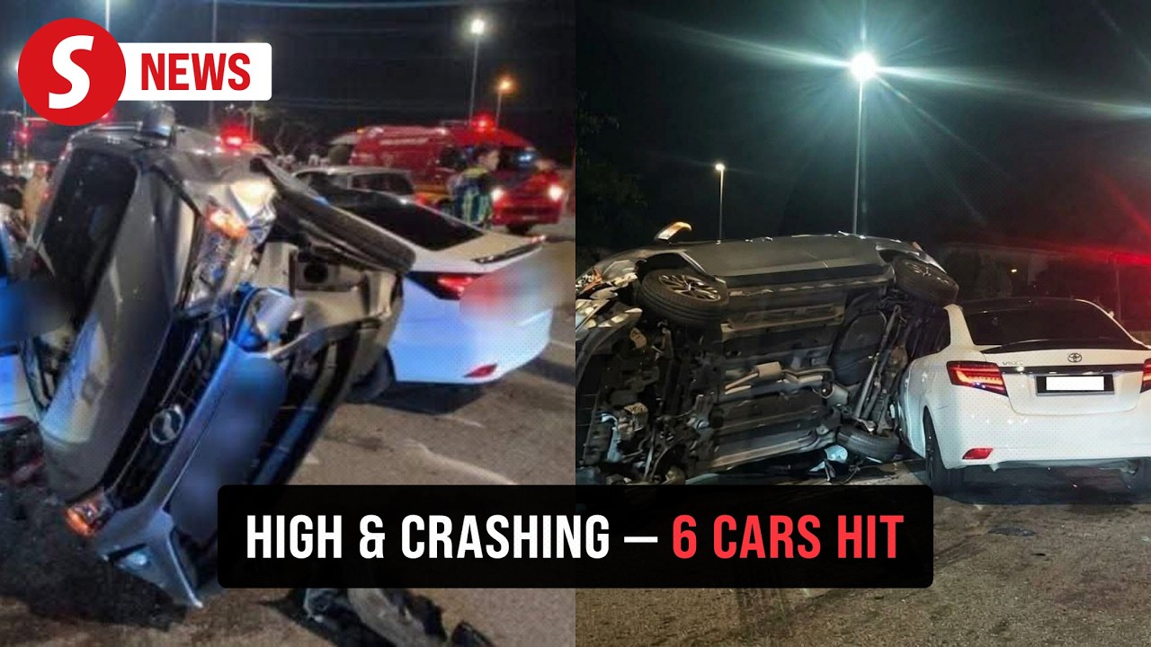 Man detained after car crashes into six vehicles in Sibu