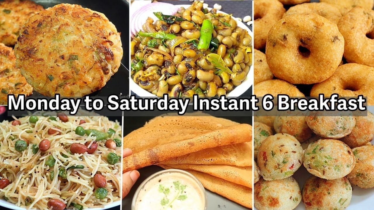 ఉదయం హడావిడి లేకుండా చేసే👉 6 Instant Breakfast Recipes | Monday to Saturday Breakfast Recipes