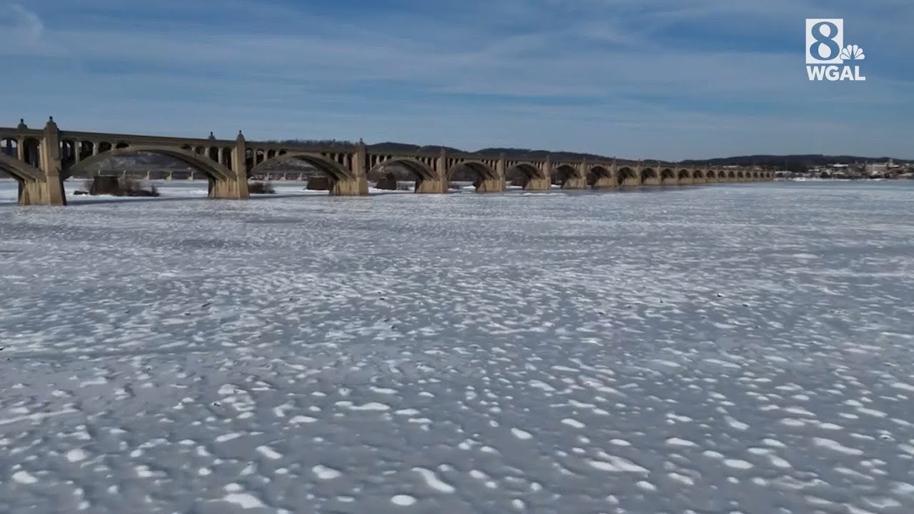 DRONE VIDEO: Striking aerial view of ice on the Susquehanna River