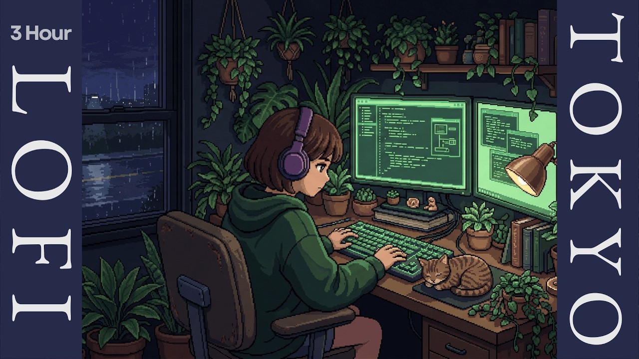 Botanical Monitor Lofi 🌿 Plant-Filled Nook | Cosy Study Beat