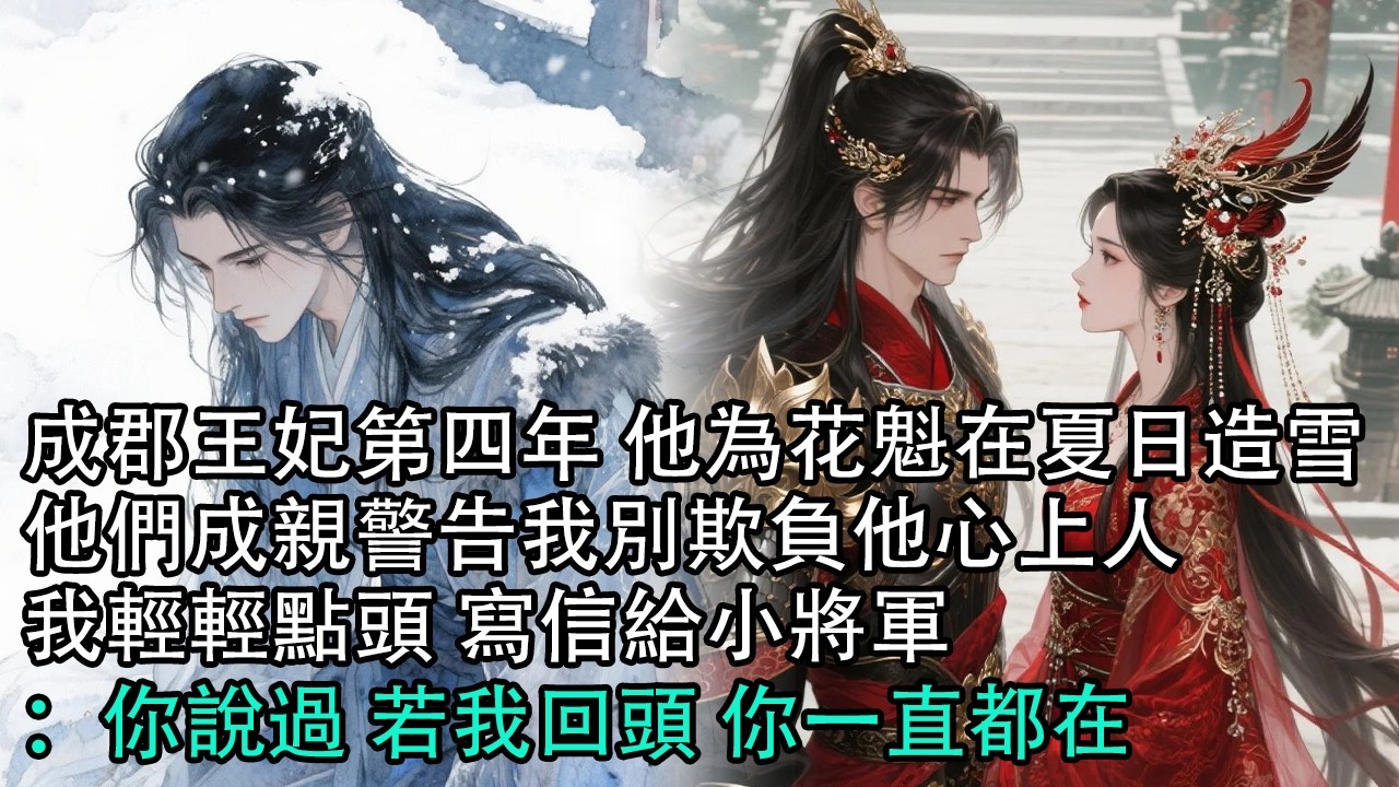 【一口氣看完】成郡王妃第四年 他為花魁在夏日造雪，他們成親警告我別欺負他心上人，我輕輕點頭 寫信給小將軍：你說過 若我回頭 你一直都在#古言 #有聲小說 #情感故事