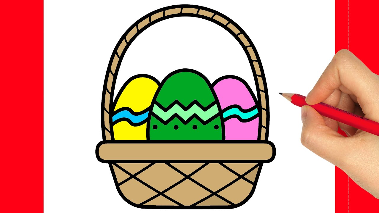 COMO DIBUJAR UNA CESTA DE HUEVOS DE PASCUA