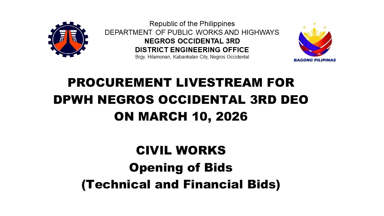 Procurement Livestream for DPWH Negros Occidental 3rd DEO on March 10, 2026