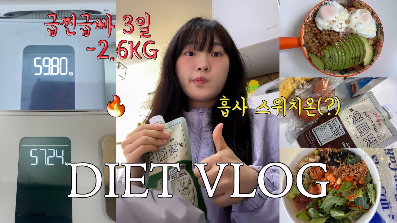Diet vlog | 3일만에 -2.6kg🔥| 급찐급빠 다이어트 | 다이어트 브이로그 | 다이어트 식단 레시피 | 스위치온 다이어트 | 먹방 | 먹방 브이로그