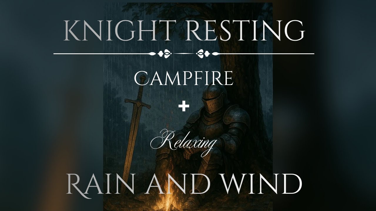 Dark Screen Rain & Wind | Knight Campfire Ambience for Sleep (no ads)