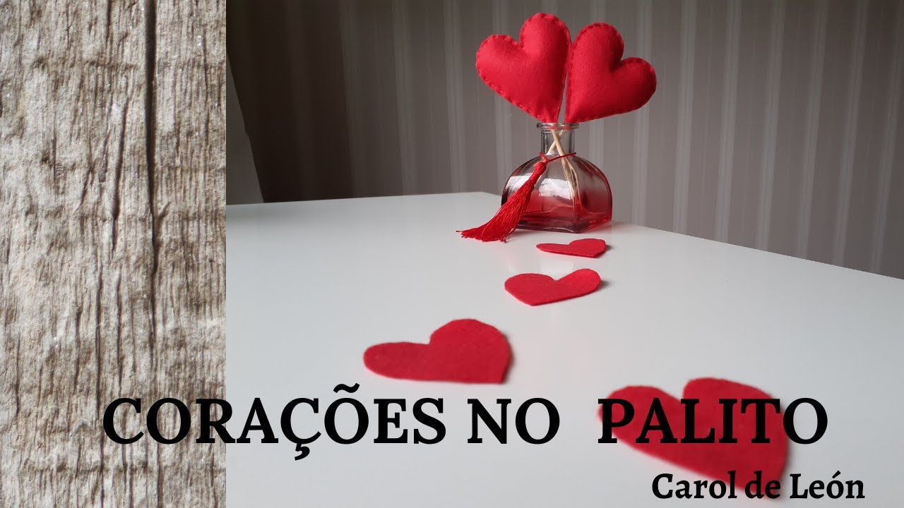 Como fazer Corações em Feltro no Palito  #Coraçoesemfeltro #diadosnamorados #coraçãonopalito