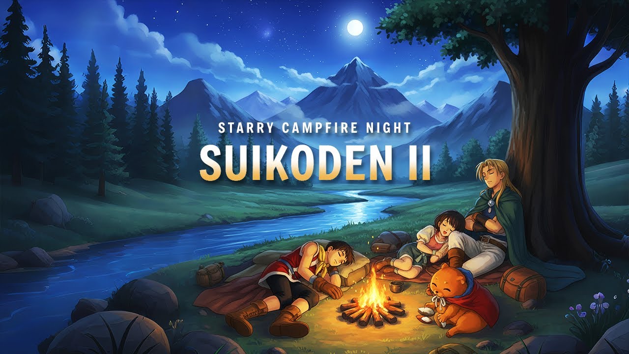 Starry Campfire Night 🌌 | 5 Hours Sleep Ambience & Relaxing RPG Music (Suikoden II Inspired)