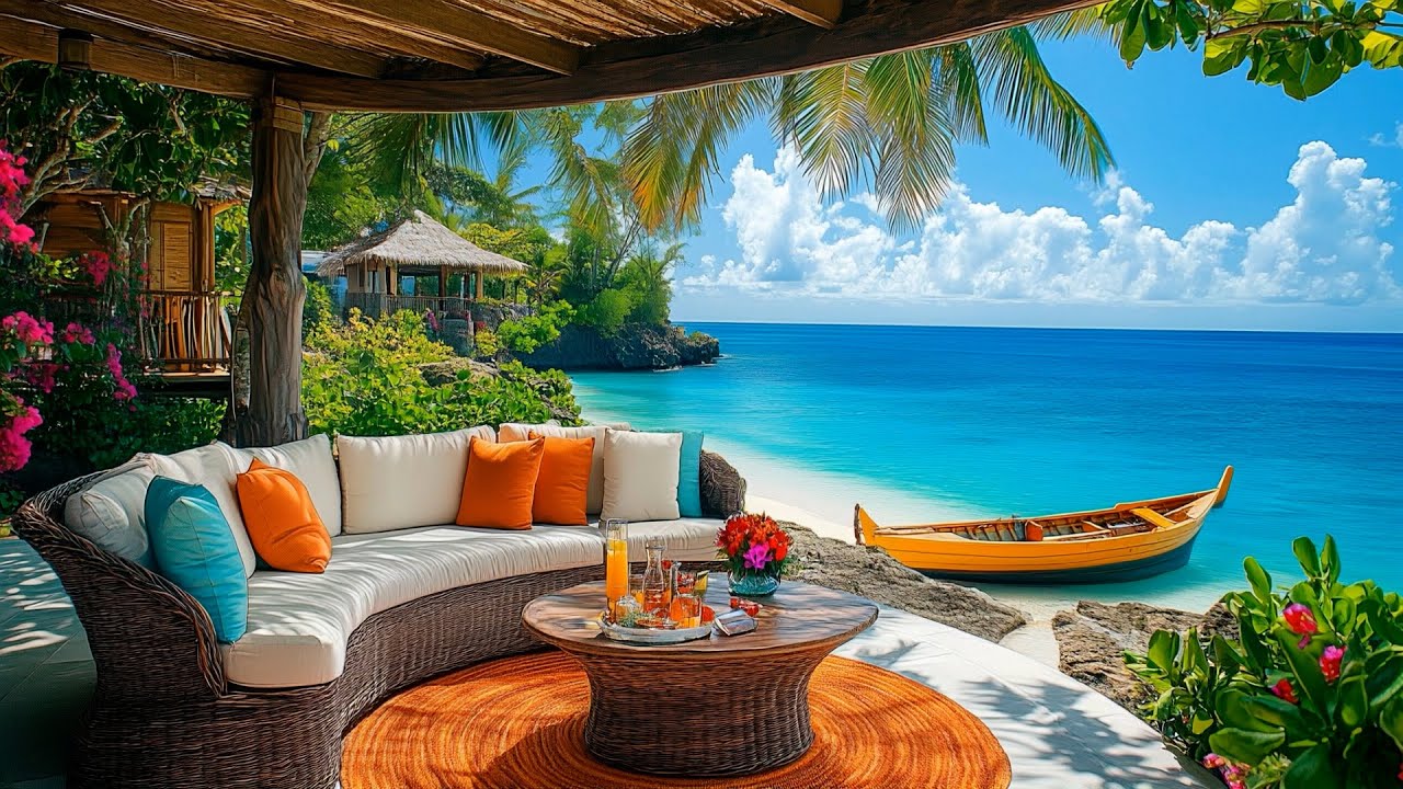Beach Café Chill Morning 🌊 Bossa Nova Jazz & Ocean Waves for Healing