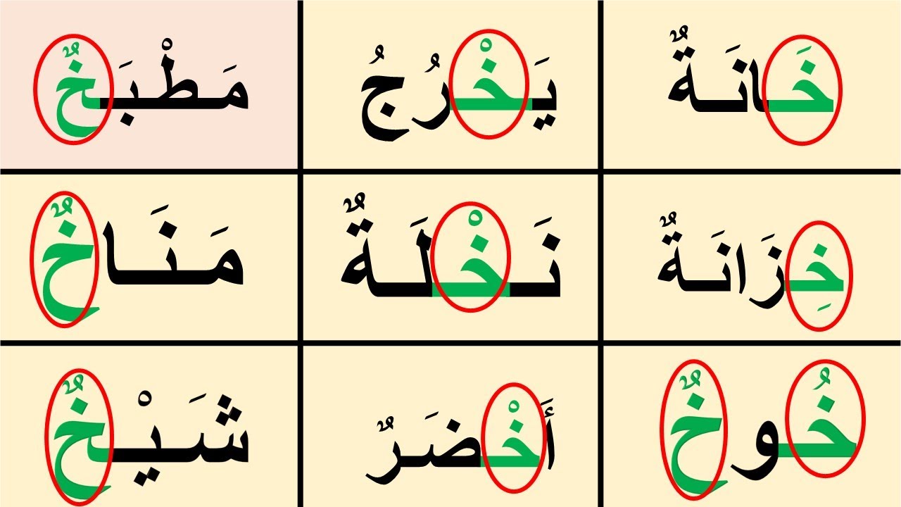 اجي تعلم قراءة مجموعة من الكلمات مع حرف الخاء بالحركات