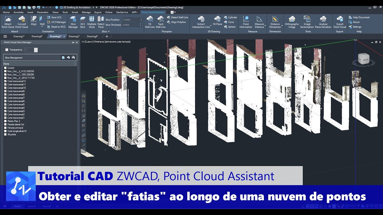 Point Cloud Assistant para o ZWCAD: Como Obter Recortes Multiplos ao Longo de uma Nuvem de Pontos