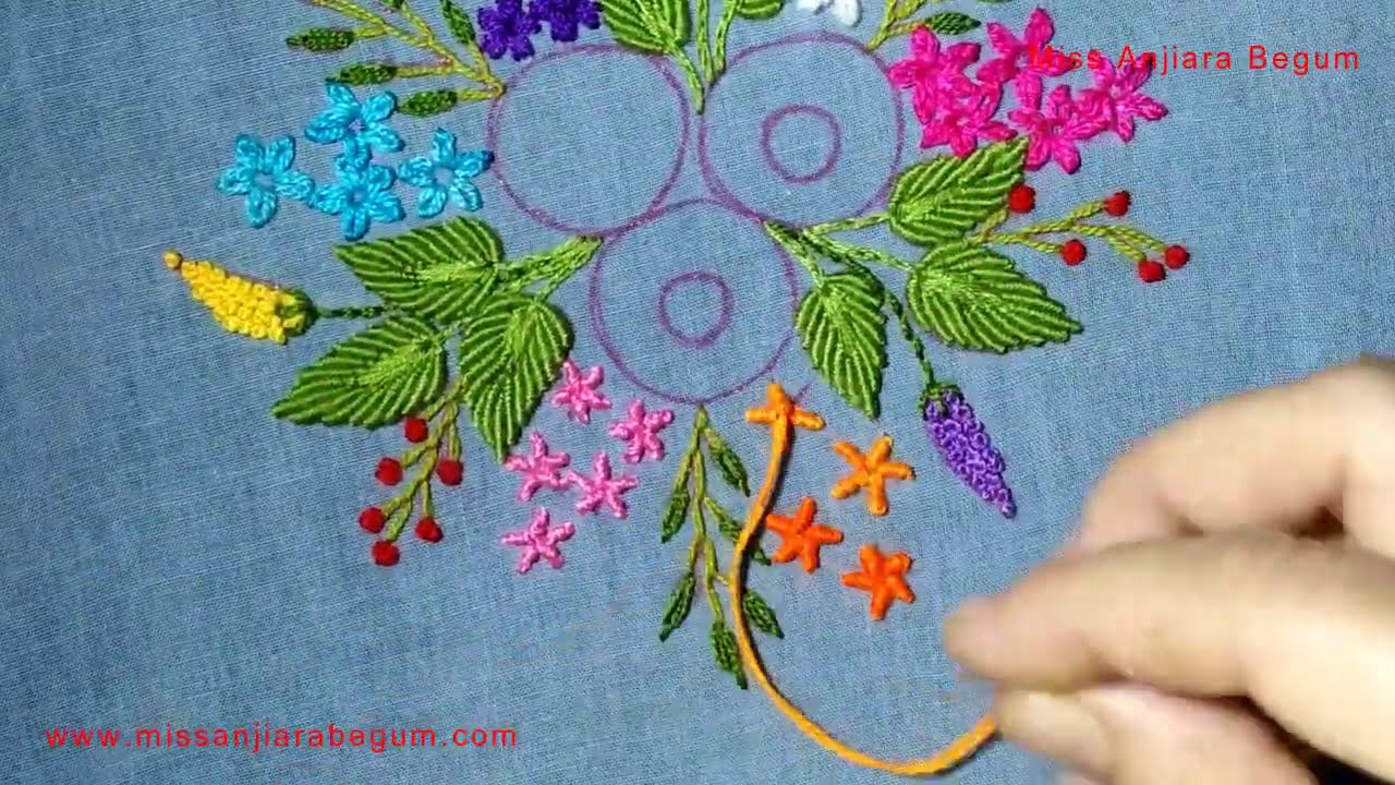 Hand Embroidery with ribbon Work, ribbon Embroidery, Thread and ribbon Embroidery, ribbon Design-205