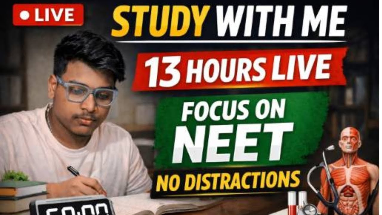 Day-5 of 100 Days Challenge🔴LIVE STUDY WITH ME📚NEET 2026 Aspirant🎯Yakeen 2.0🤧 #neet