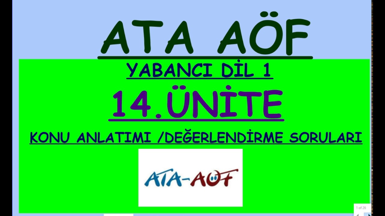 ATA AÖF İNGİLİZCE 14. ÜNİTE