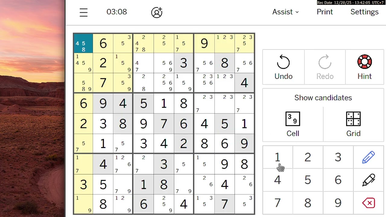 Expert Sudoku Los Angeles Times December 20, 2025