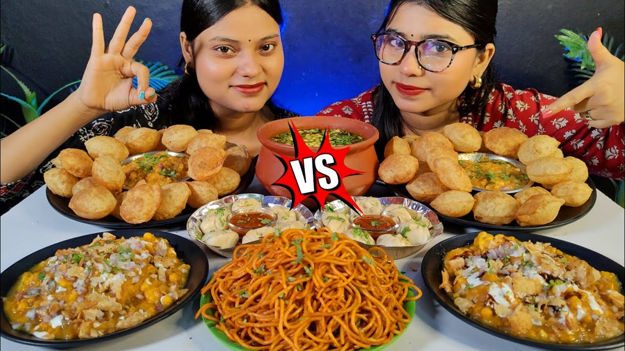 Eating Fast Food Challenge | Golgappa, Veg Momos, Samosa Chaat | Chowmein Eating | Food Challenge