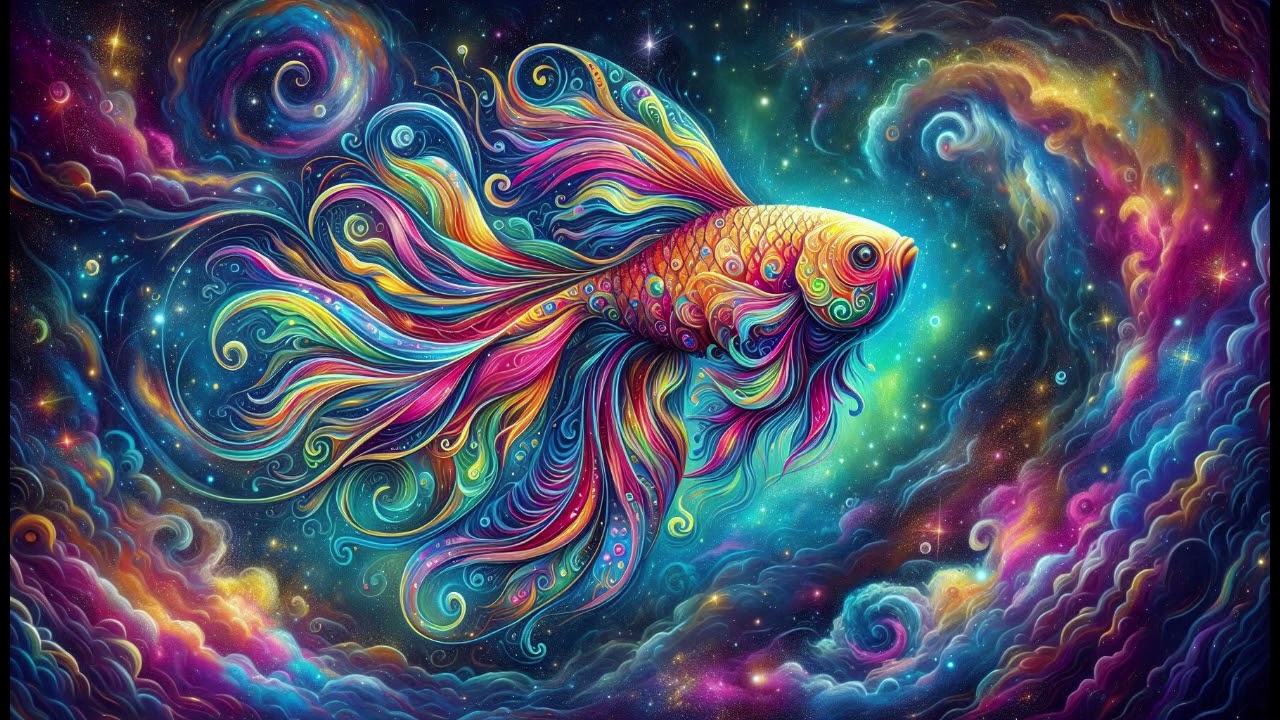 Wind Chimes with Psychedelic Fish Wallpaper, Background