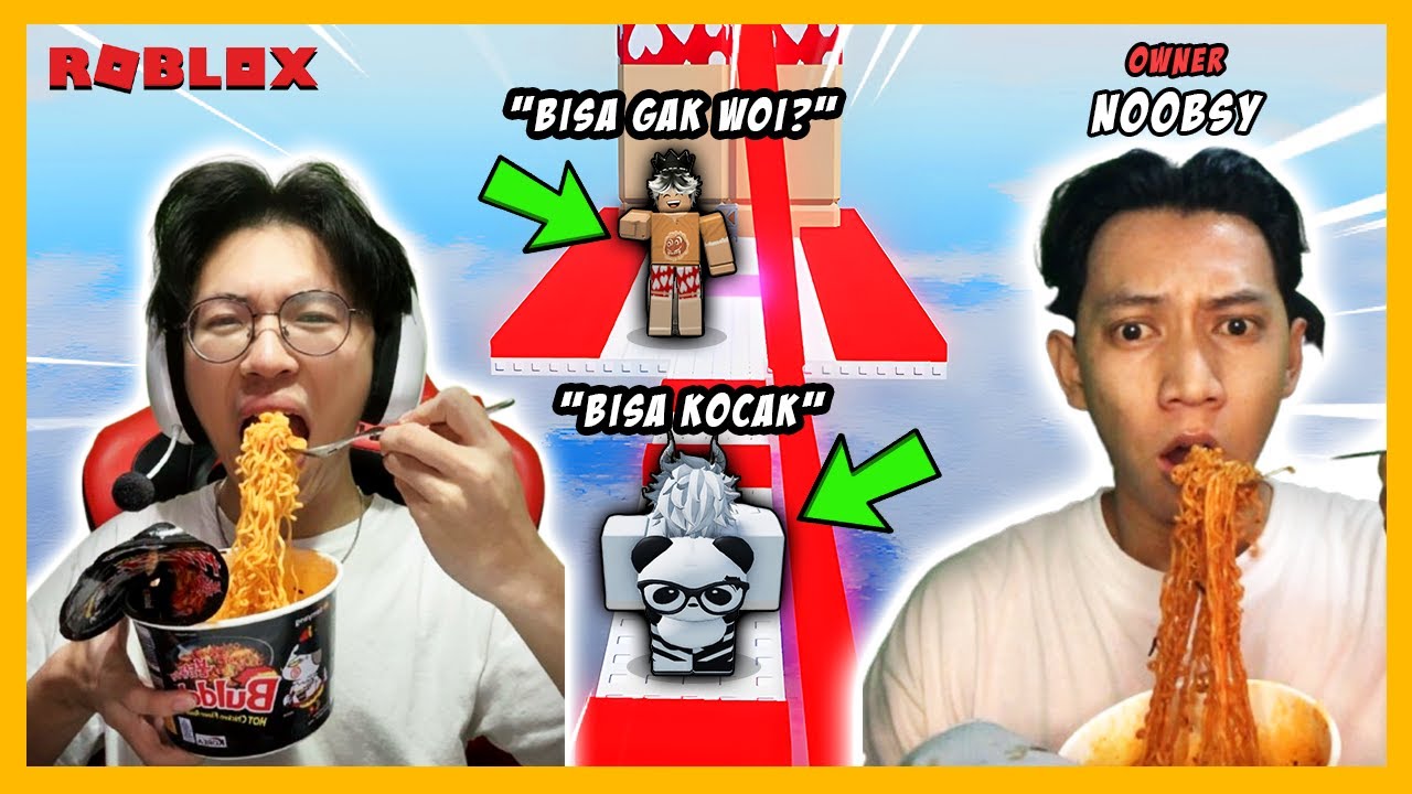AKU DITANTANG @NOOBSY  TAMATIN TOWER BUATAN DIA SAMBIL SAMYANG CHALLENGE !! - ROBLOX INDONESIA