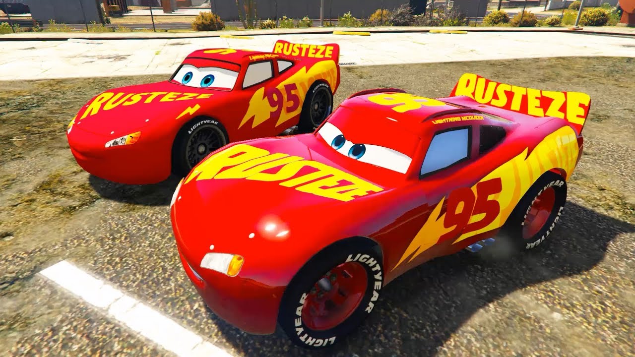 McQueen ve Örümcek Adam Arabalar 3 Yarışçı Şimşek ile Buluşuyor - GTA 5