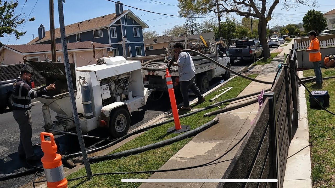 Two jobs One pump. Trailer line Concrete pumping