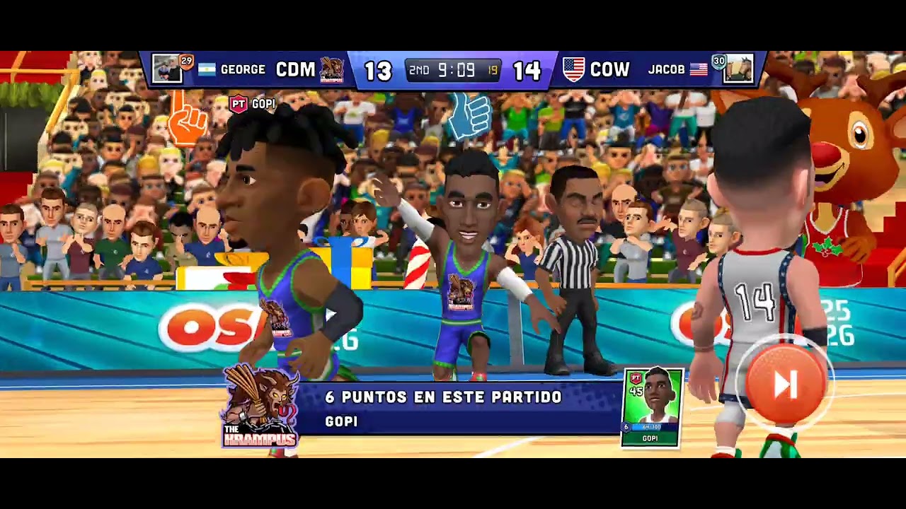 Jugando final navideña en mini Badquet