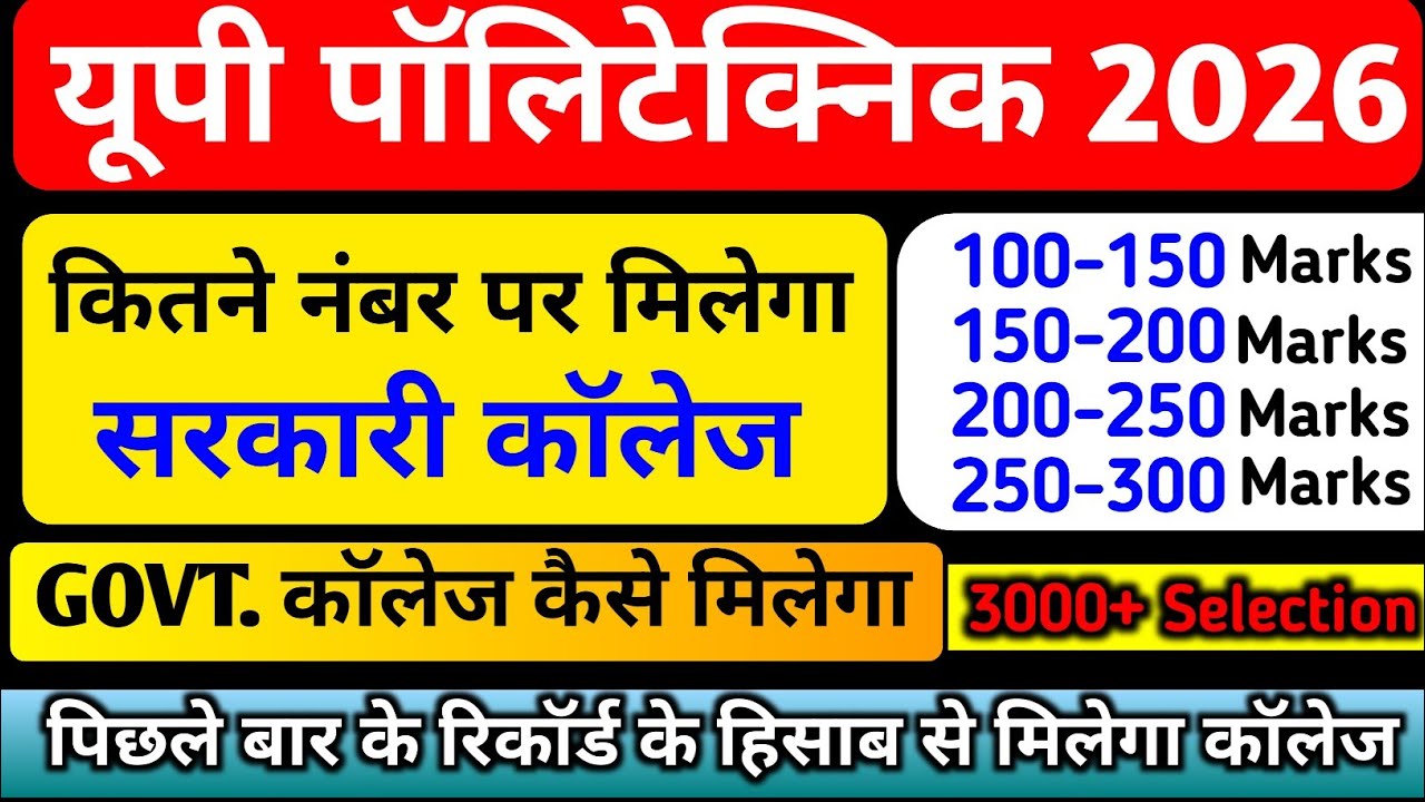 Up Polytechnic 2026 में कितने नंबर पर मिलेगा सरकारी कॉलेज/Jeccup 2026 कम नंबर पर मिलेगा सरकारी कॉलेज