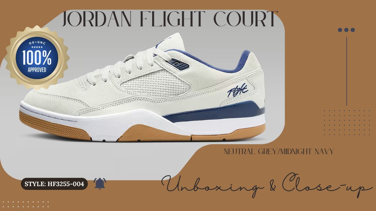 Jordan Flight Court Neutral Grey/Midnight Navy HF3255-004 is 100% OG/Unc Approved