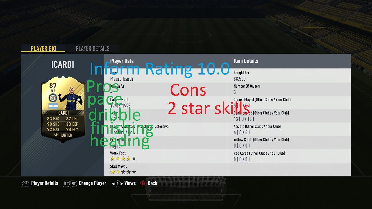 Fifa 17 Icardi Inform (87) Review IF